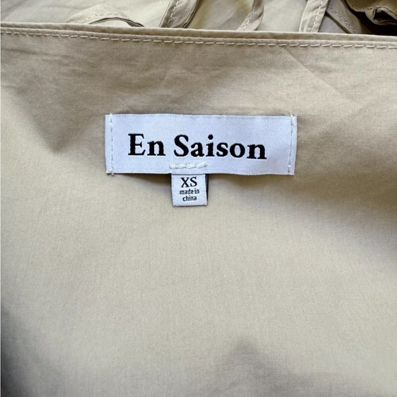 En Saison Square Neck Puff Sleeve Midi Dress Sz XS Natural - Picture 8 of 9